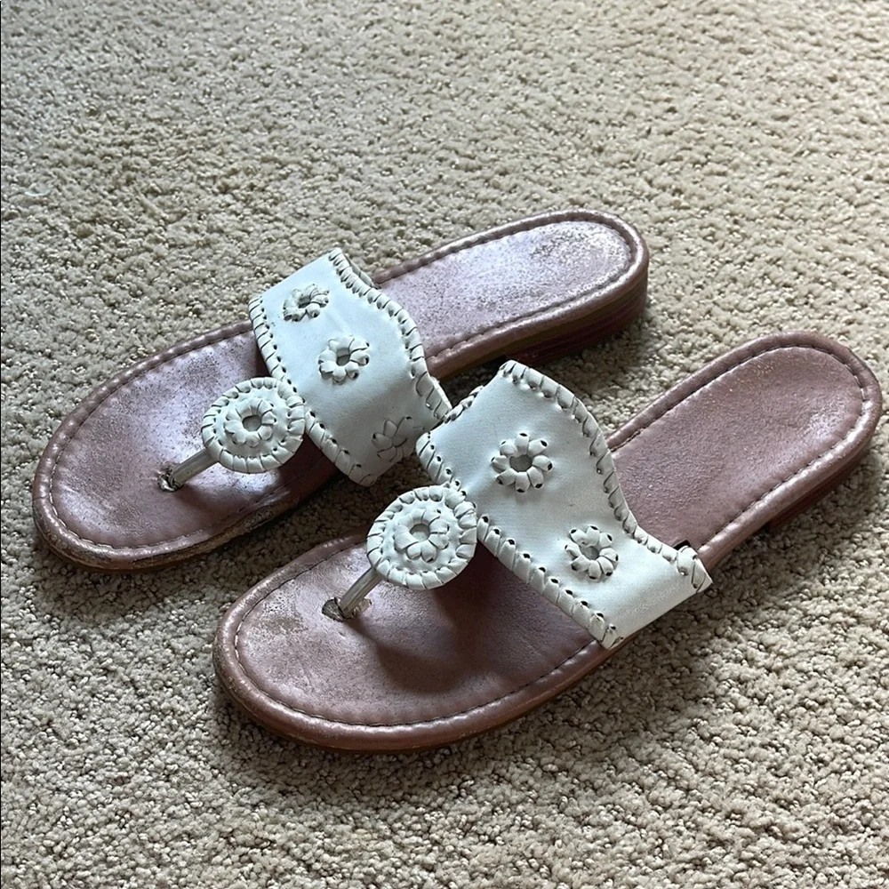 Hot Cakes White and Brown Sandals with Embellished Straps - Picture 2 of 7